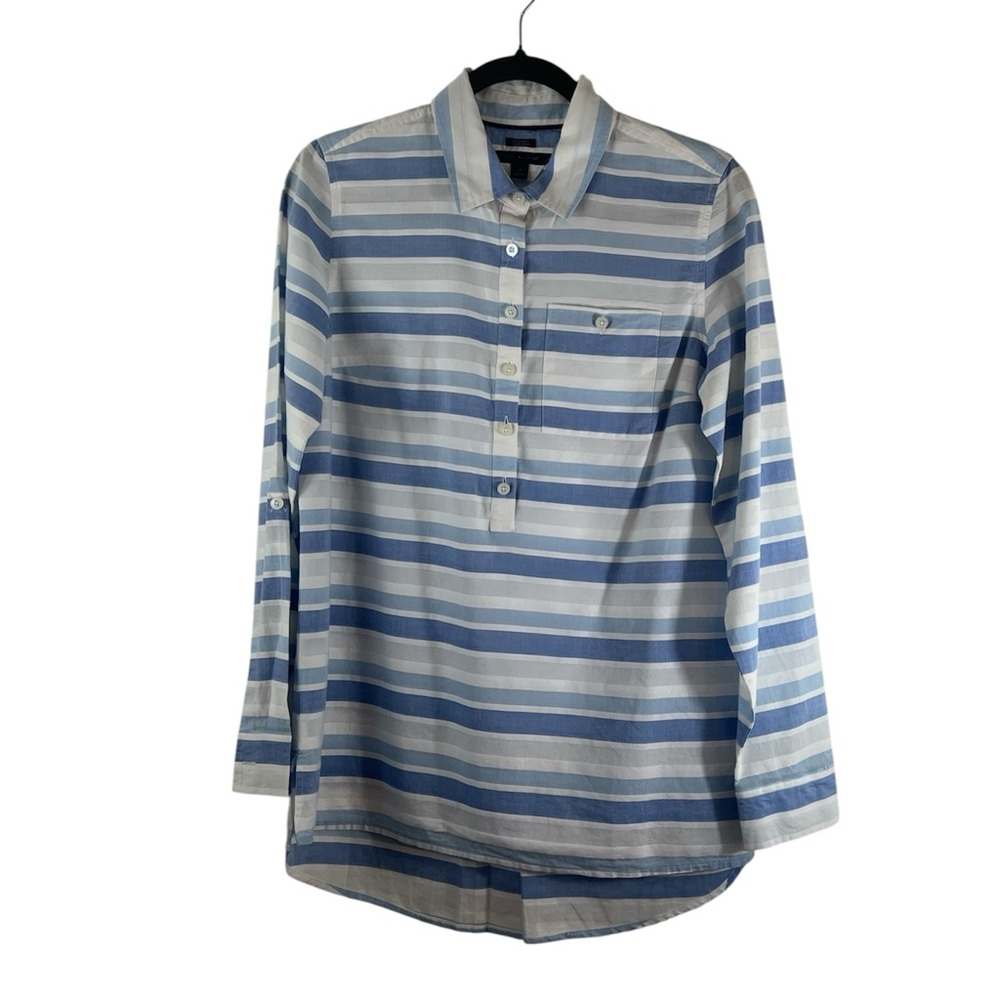 NWOT Tommy Hilfiger Boyfriend Fit Blue White Striped Shirt Size Small/Petite
